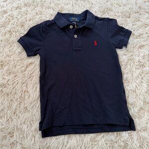 Navy Polo Shirt with Red Logo